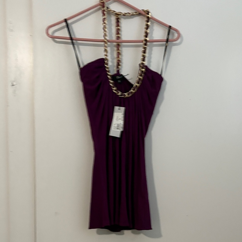 Sky Purple Top with Gold Chain Straps NWT